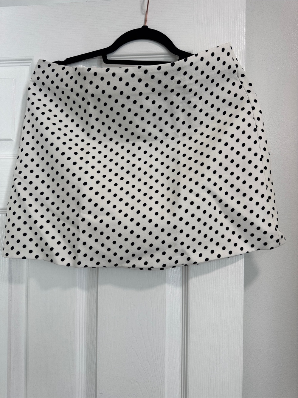 Zara White Mini Skirt with Black Polka Dots